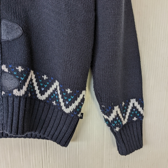 KITESTRINGS kids blue fair isle shawl collar cardigan sweater toggle button - Picture 10 of 11